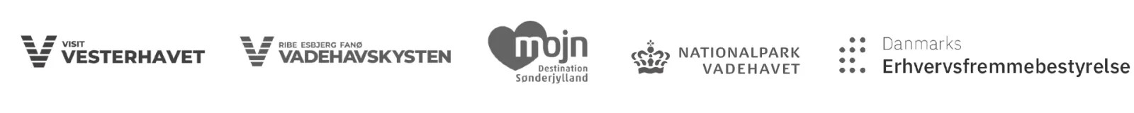 Logo VisitVesterhavet, Vadehavskysten, Destination Sønderjylland, Nationalpark Vadehavet, Danmarks Erhvervsfremmebestyrelse